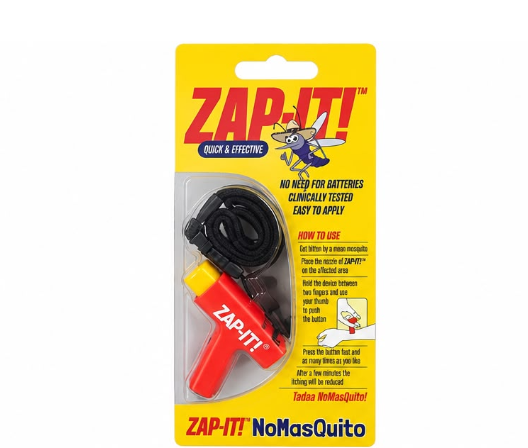 NoMasQuito Zap-It ! Appareil anti-piqûres de moustiques - Piézoélectrique - Sans piles - Rouge/Jaune - 17 x 8 x 2,3 cm