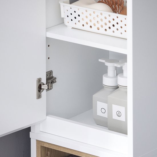 SoBuy BZR147-W Meuble de salle de bains - Meuble haut blanc avec 2 portes et compartiments