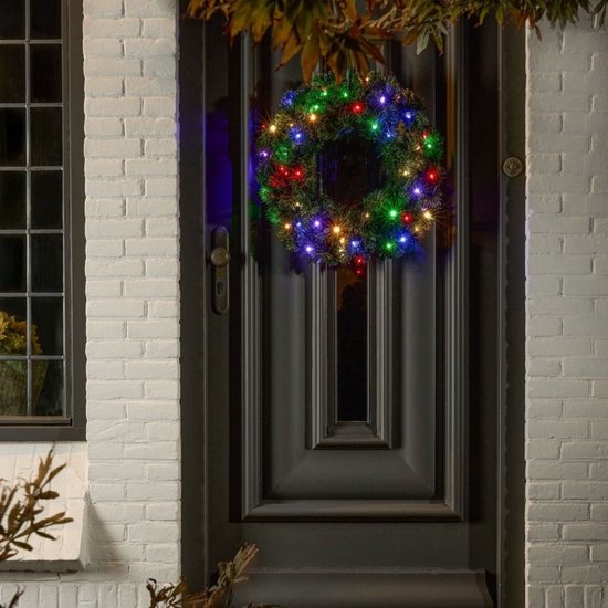 Black Box Trees Limber : couronne de Noël - Décoration de Noël avec éclairage LED pour l'intérieur et l'extérieur - Couronne de porte pour une entrée pleine de charme - H 15 x Ø 60 cm, en plastique - Vert