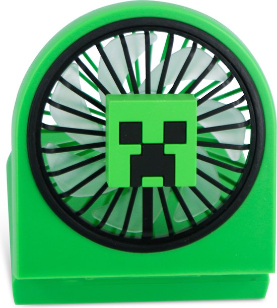 Minecraft - ventilateur - pliable - deux vitesses - rechargeable via USB-C - 4 heures d'autonomie - silencieux