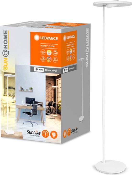 LEDVANCE SunHome Lampadaire de bureau - 36W, 180 cm - Dimmable Tunable White 2200-5000K - Wifi & Smart Home - Silver