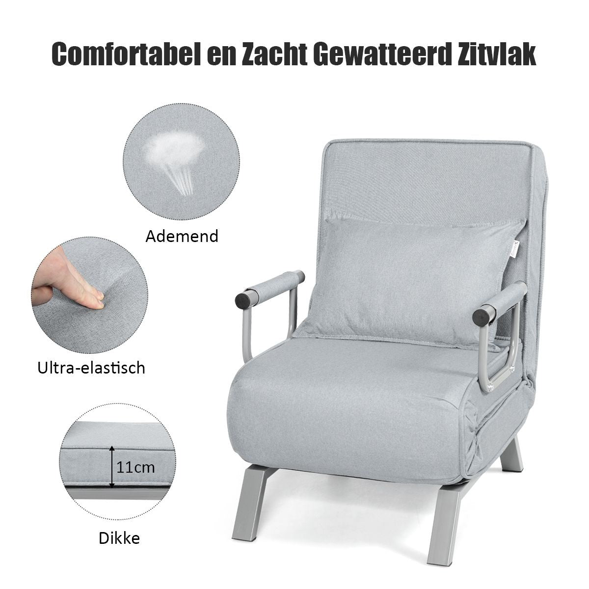 Coast Cabrio Sleep Sofa Fauteuil pliant Besinbedbank Canapé-lit 5 positions Light Grey