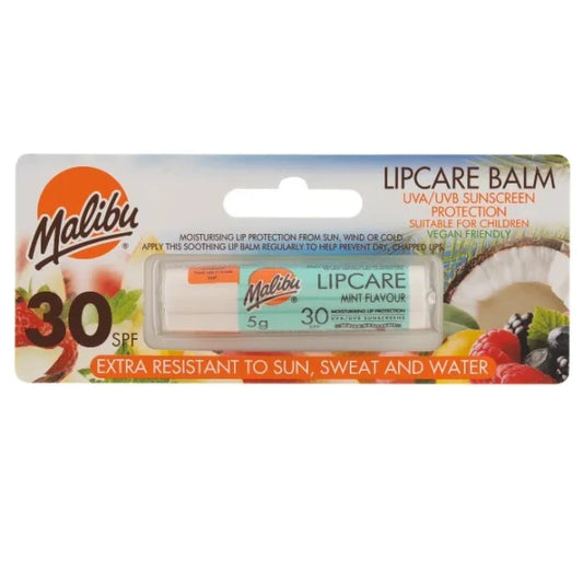 Baume à lèvres Malibu Sun SPF 30 - Menthe - 5 g - Résistant à l'eau - Végétalien