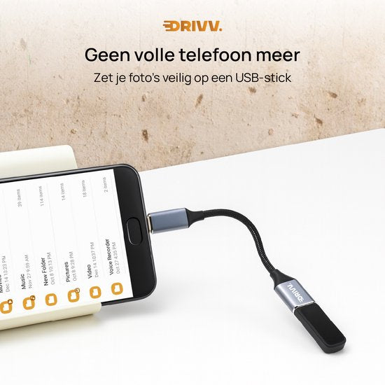 Drivv. Adaptateur USB-C vers USB-A OTG - Convertisseur USB-C vers USB - Adaptateur USB-C - Ordinateur portable - Téléphone - Gris