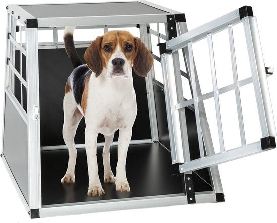 Cage De Transport Pour Chiens Sécurisée, Tectake, 69 x 54 x 50 cm, Noire