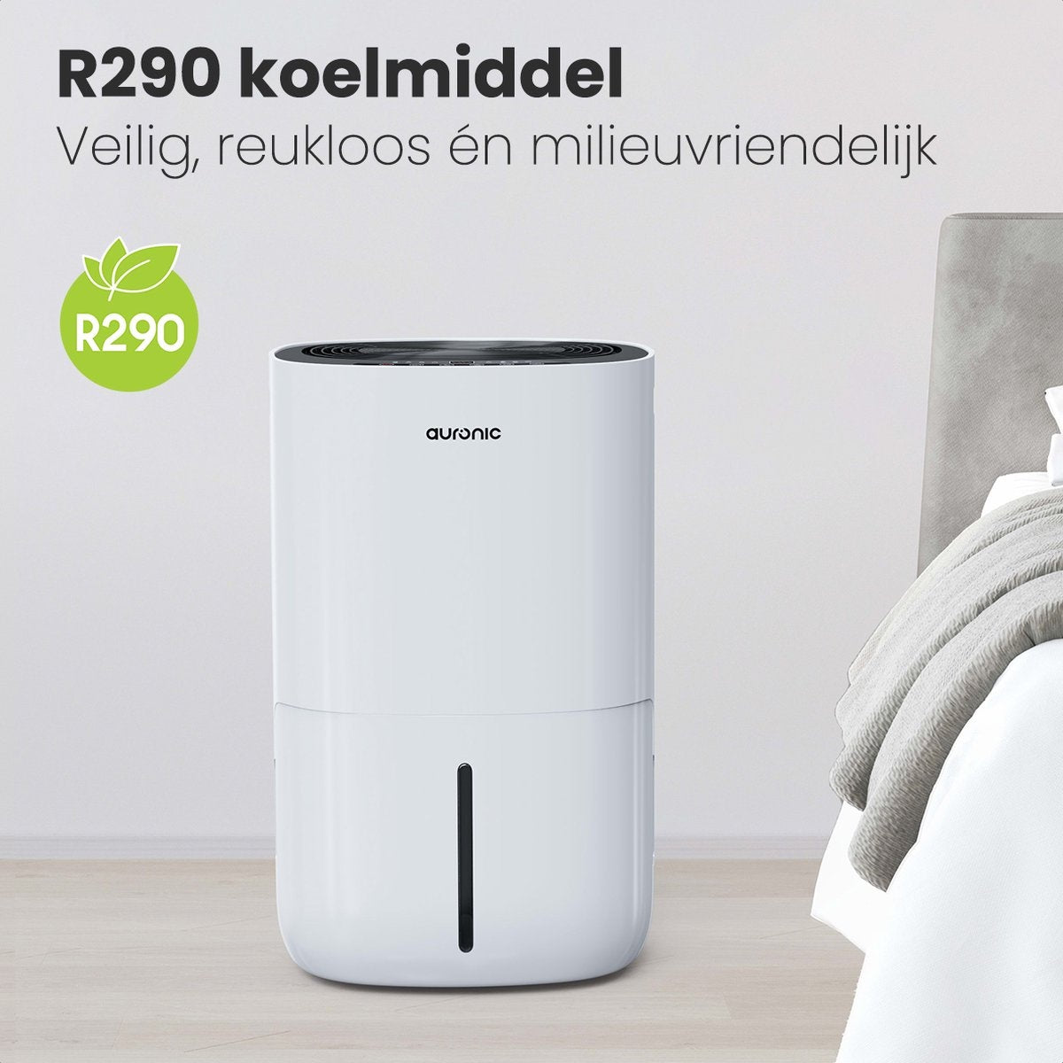 Déshumidificateur 2-en-1 – Auronic – Purificateur d’air – Réservoir 5 L – Jusqu’à 60 m² – Tuyau de vidange inclus
