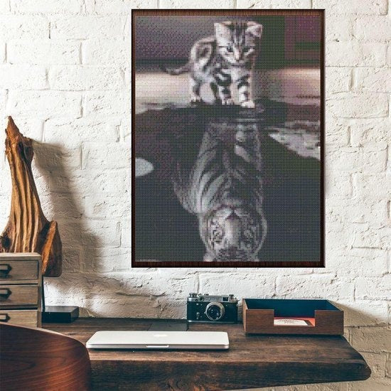Rubye® Diamond Painting Volwassenen - Diamond Painting Kinderen - Diamond Painting Pakket Volledig - Kitten naar Tijger - 42x42cm