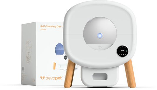TrevoPet® Neo - Bac à litière automatique avec application - autonettoyant et capteurs de sécurité - bac à litière de 13 litres - tapis de litière, 60 sacs et accessoires inclus - blanc