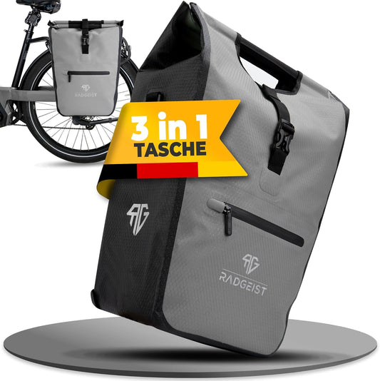 RADGEIST sacoche vélo pour porteur I sacoche vélo shopper I sacoche vélo messager & fourre-tout 22-28 litres