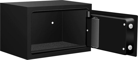 BRASQ Coffre-fort électrique noir - 31x20x20 cm - Serrure à chiffres - Matériel de fixation inclus - Tirelire - coffre-fort à argent - Tirelire avec serrure à combinaison