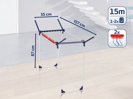 Leifheit étendoir à linge Pegasus 150 solid slim - 15 m de longueur de séchage