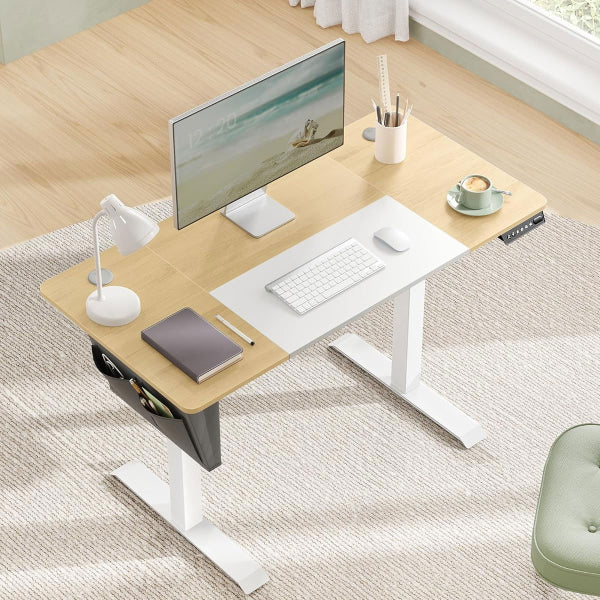 Bureau à réglage électrique Songmics - 120 x 60 cm - Beige/Blanc