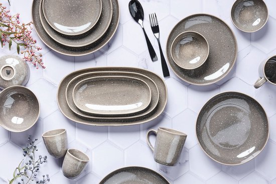 assiette STELLAR Ø22cm - 6 pièces - Gris béton