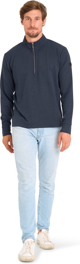Mario Russo Pique Longsleeve Shirt - Pull homme - Pull homme - Col roulé homme - L - Navy