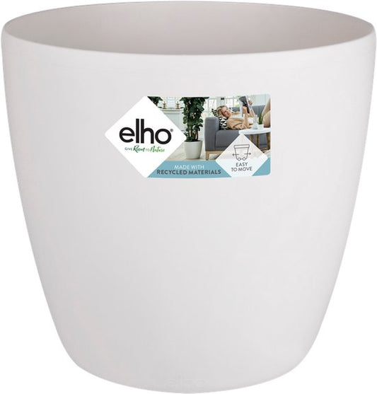 Elho Brussels Rond Wielen 35 - Grand pot de fleurs d'intérieur - Plastique 100 % recyclé - Ø 35 x H 33 cm - Blanc