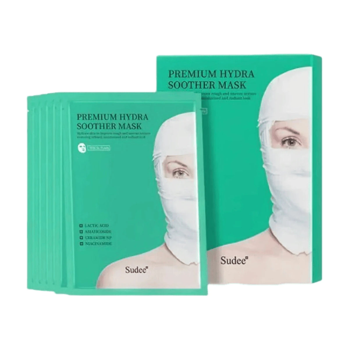 Masque facial Sudee Premium Hydra Soother Green Bandage - Lot de 5 pièces