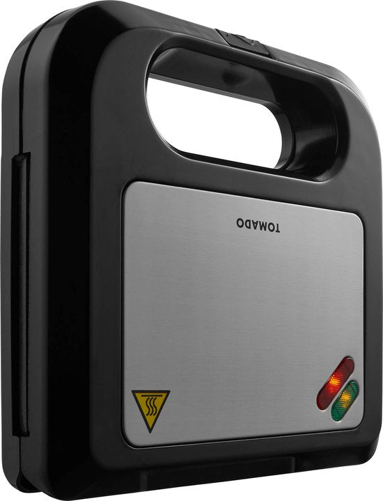 Tomado TGS2001S - Fer à toasti - Gril - Sans PFAS - Toasti maker - 750 watts - 22.5 x 13 cm - Noir/RVS