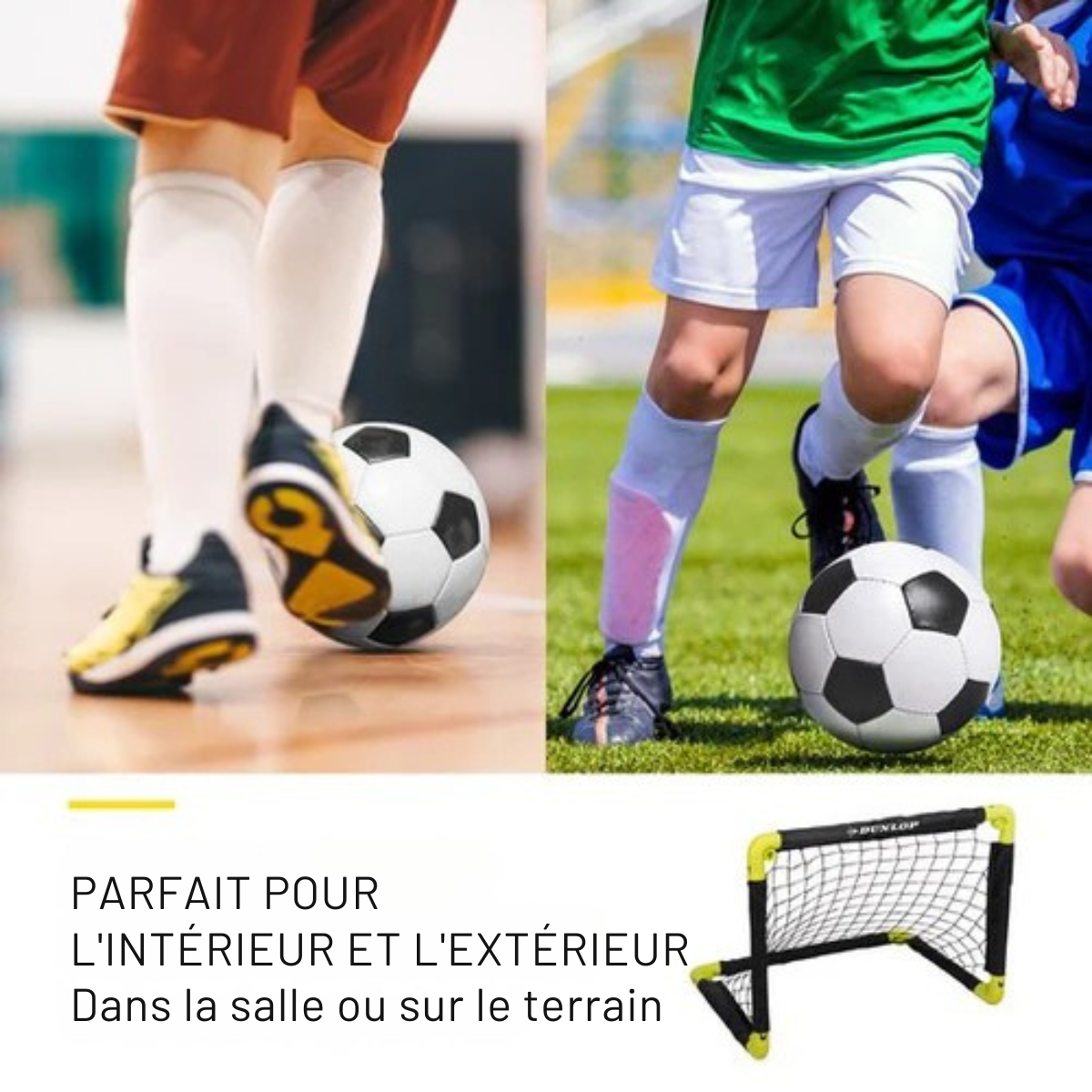 But de football - Dunlop - Deux pièces - Ballons de football - Pliable - Léger - Noir