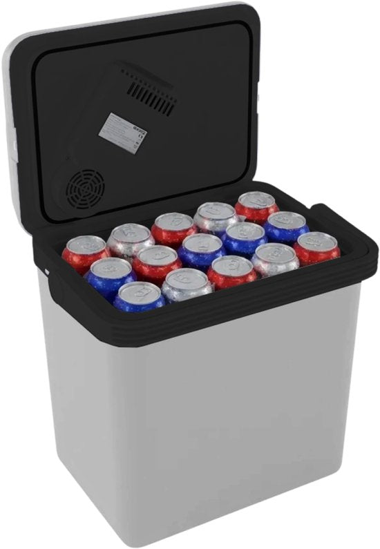 Auronic Coolbox électrique 12V et 230V - 25L - Réfrigérateur de camping - Voiture - Refroidissement et chauffage - Frigobox - Gris clair
