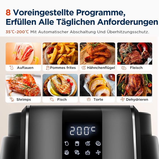 Midea MF-CN35C2 - Friteuse à air chaud numérique - Fonctions 8 en 1 - Capacité de 3,5 L