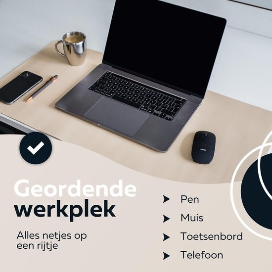 Sous main - WURK Professional Desk Pad Leatherette - Organisateur de bureau - Inclut un clip pour câble - Beige - 80x40