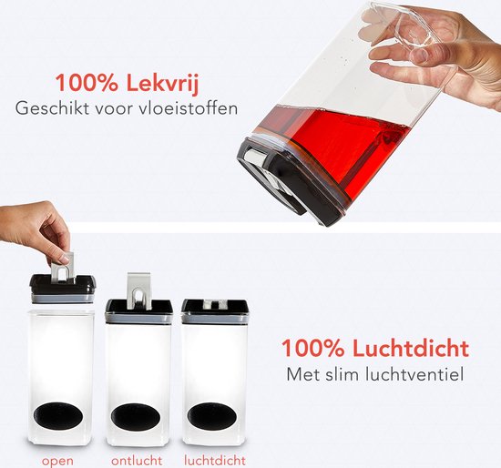 KitchenBrothers Bocaux - 14 pièces - hermétique - étiquettes réinscriptibles - plastique