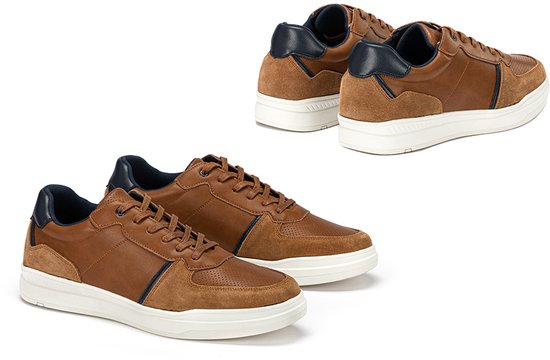 Milanoro - Baskets élégantes en cuir pour homme - Cognac - Taille 44