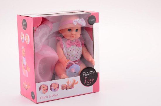 Baby Rose poupée qui boit et fait pipi 25cm - Baby doll