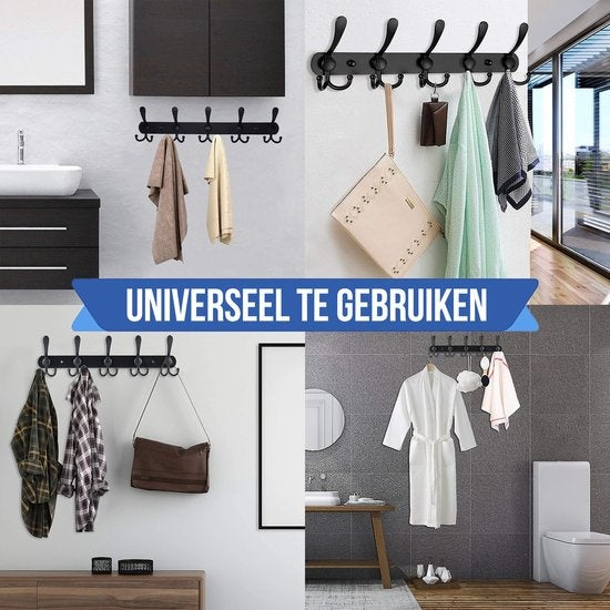 Avalo Porte-manteau mural noir 2 pièces - Porte-manteau avec crochets - Crochets de suspension Porte-manteaux