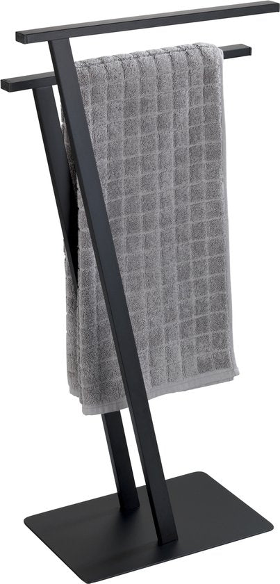 Porte-serviettes WENKO Lirio noir mat - Porte-serviettes - Support à serviettes - Barre à serviettes sur pied