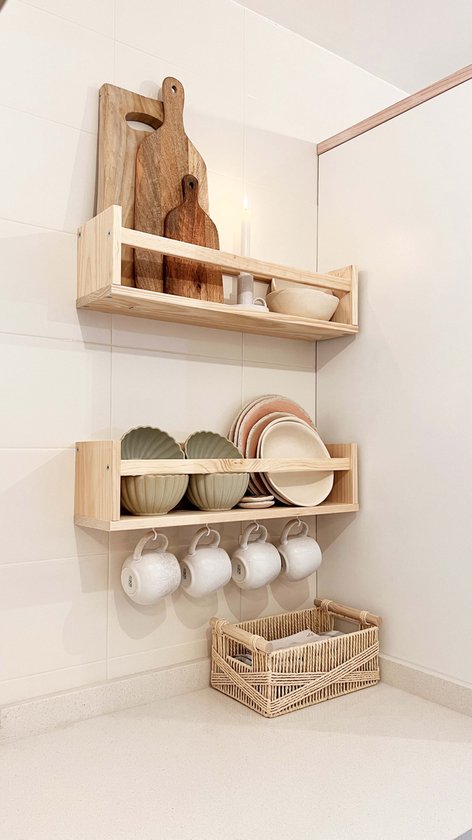 Astigarraga Etagère murale - étagère murale - étagère à épices - 60cm - pin PEFC