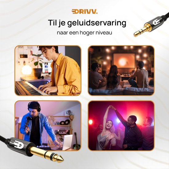 Drivv. Câble jack 3,5 mm vers 6,35 mm Premium - Câble jack - Câble audio - 3 mètres