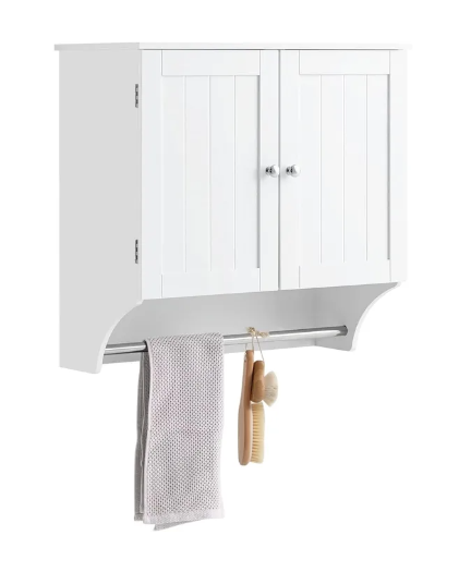 SoBuy Meuble de rangement pour salle de bain avec 2 portes et 2 étagères réglables - 60x30x60 cm - Max. 25KG - Blanc