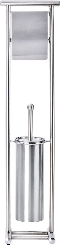 Porte-rouleau de papier toilette et porte-brosse de toilettes Wenko Lioni, 76 cm, acier inoxydable chromé