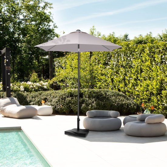 VONROC Premium Parasol manche Torbole Ø200cm - Housse de protection incluse - Parasol rond - Toile résistante aux UV - Beige