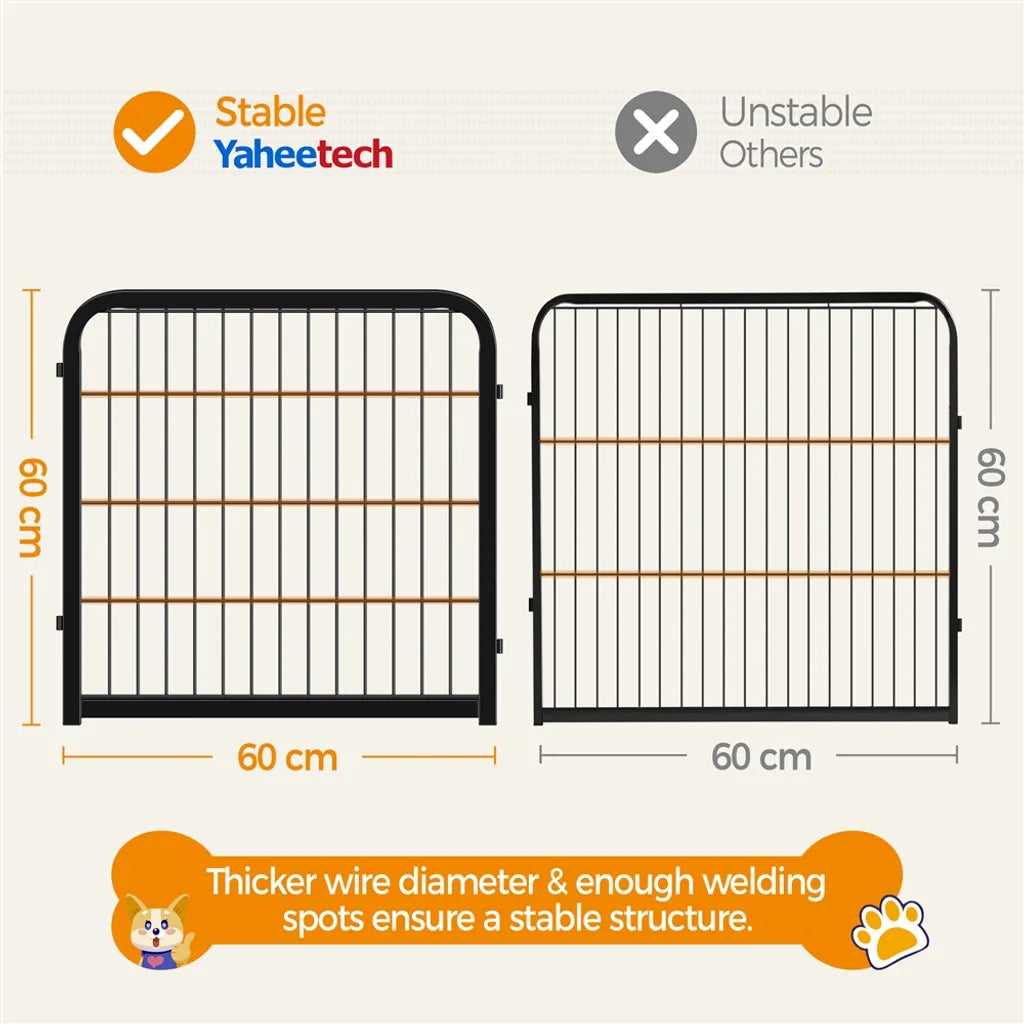 Yaheetech Enclos pour chiots, 8 panneaux, 60,5 cm de hauteur - Enclos pliable pour animaux avec porte - Noir