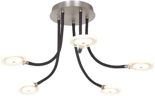 Plafonnier Turound 3375ST – lampe design en acier avec verre, LED, intensité réglable, 91,5 cm, Steinhauer