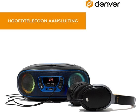 Denver Portable Radio CD Player Kids - Bluetooth - Light Effects - Boombox - AUX - FM - TCL212BT - Blue