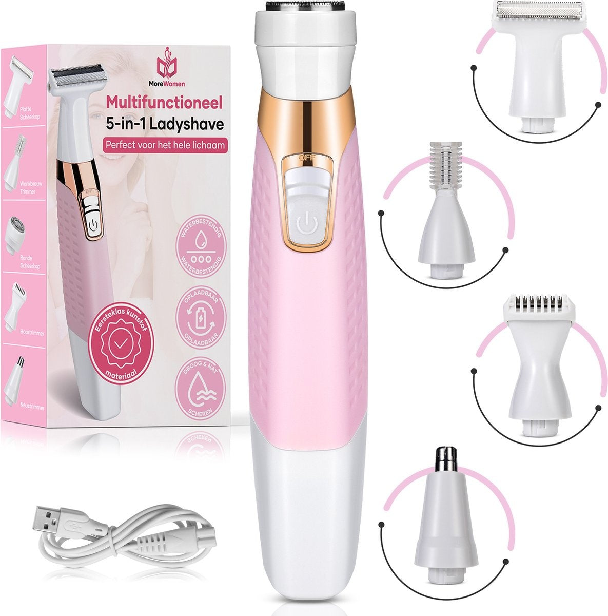 MoreWomen® 5-in-1 - Ladyshave - rasoirs pour femmes - tondeuse à sourcils - rasoir femme