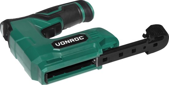 VONROC Accu tacker 4V - Set complet comprenant 900 agrafes et 300 clous
