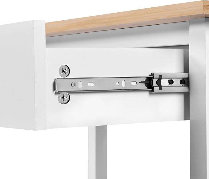 Chariot de cuisine Yaheetech 101,5 x 51 x 92,5 cm - 2 niveaux - tiroir - 4 roulettes - blanc/naturel