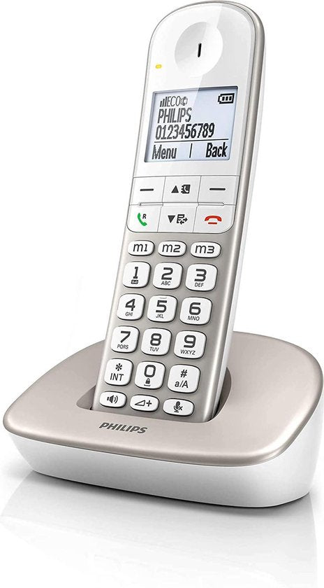 Philips XL4901S - Téléphone DECT - Téléphone sans fil pour personnes âgées avec 1 combiné - Grandes touches, augmentation du volume et compatibilité avec les aides auditives - Blanc
