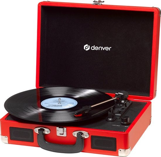 Denver Record Player - Haut-parleurs intégrés - Logiciel PC inclus - Auto-stop - Rétro - VPL120 - Rouge