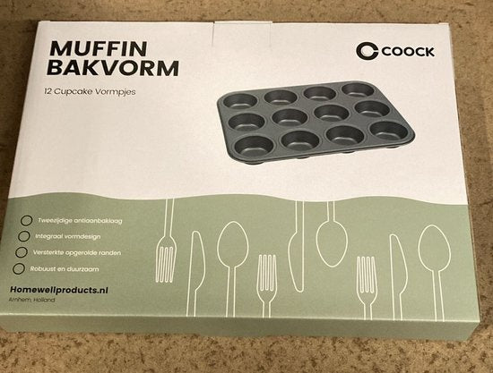 COOCK - Moule à muffins avec 12 moules à cupcakes - Non Stick | Inclus moules en papier et E-book