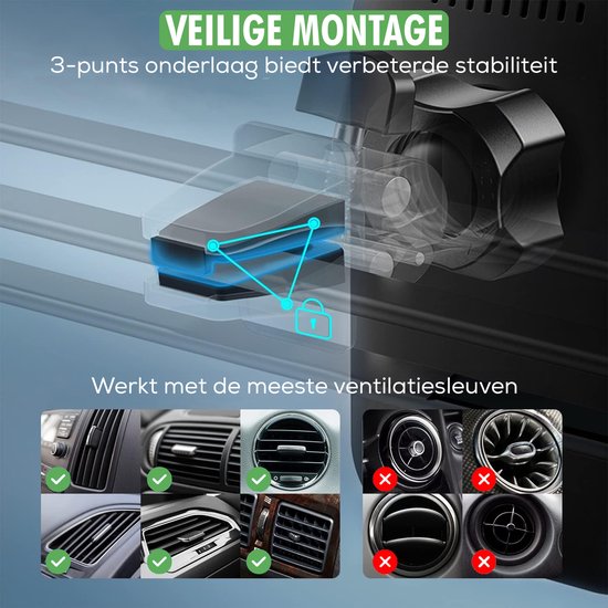 Travelhawk Magsafe Phone Holder Car - Convient à l'iPhone 11/12/13/14/15 - Chargeur sans fil - Supports de téléphone pour la voiture - Support Magsafe pour la voiture - Magnétique - Tableau de bord - Noir