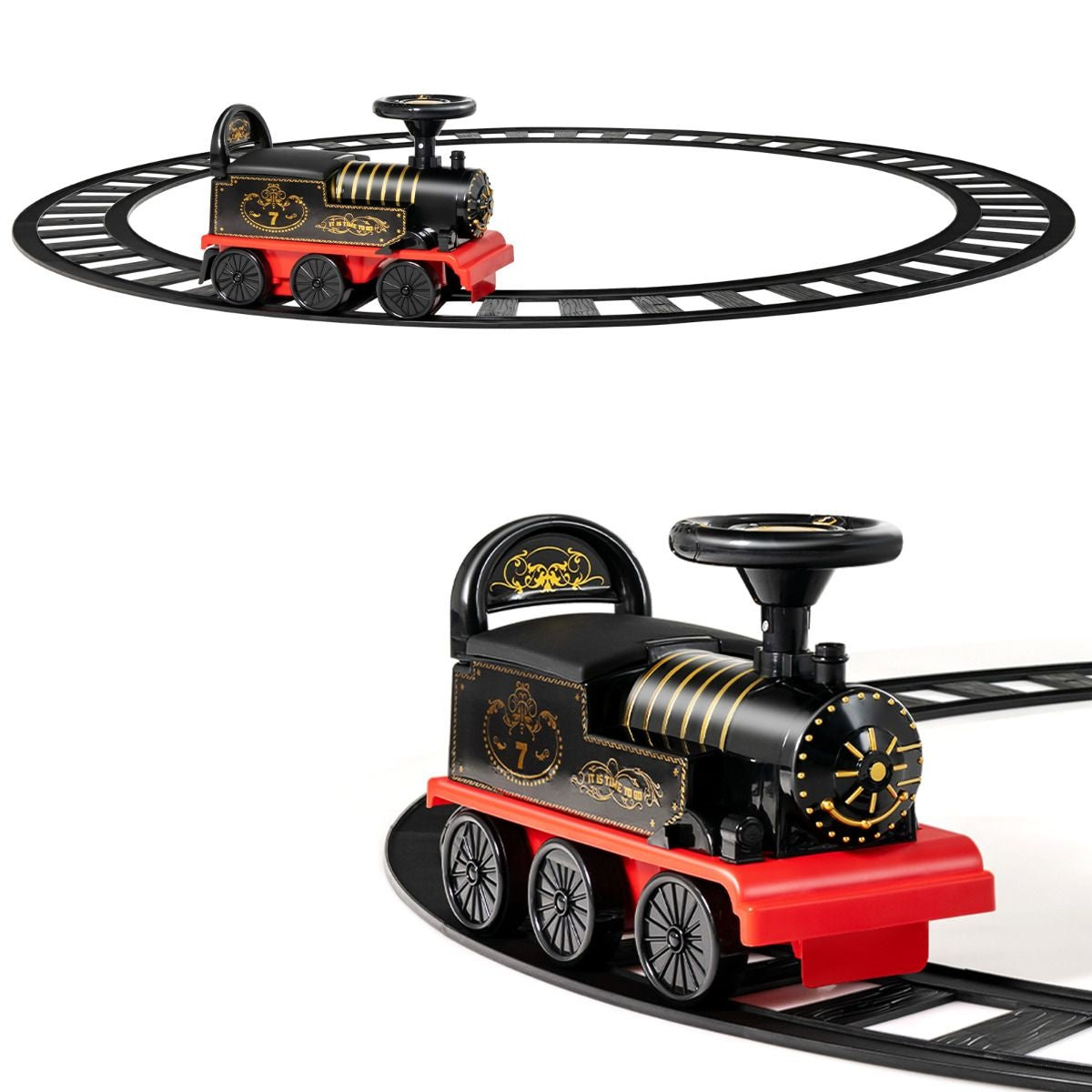 Coast 6V Tirette électrique pour enfants avec 16 rails pour les enfants de 3 ans Schwarz
