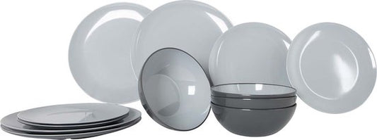 Gimex - Gamme Vivid - Service de table - Gris - 12 pièces