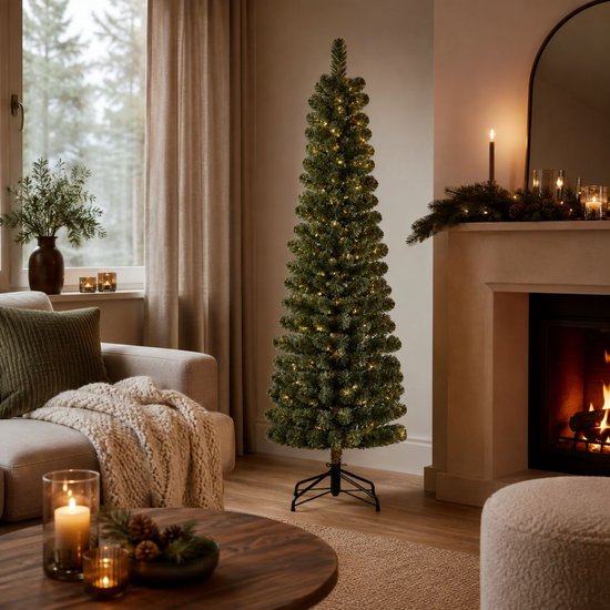 Black Box Trees Charlton : sapin de Noël élancé, modèle en colonne - Décoration de Noël d'aspect naturel - Sapin artificiel à structure articulée pour un montage rapide - H 185 x Ø 53 cm - Vert