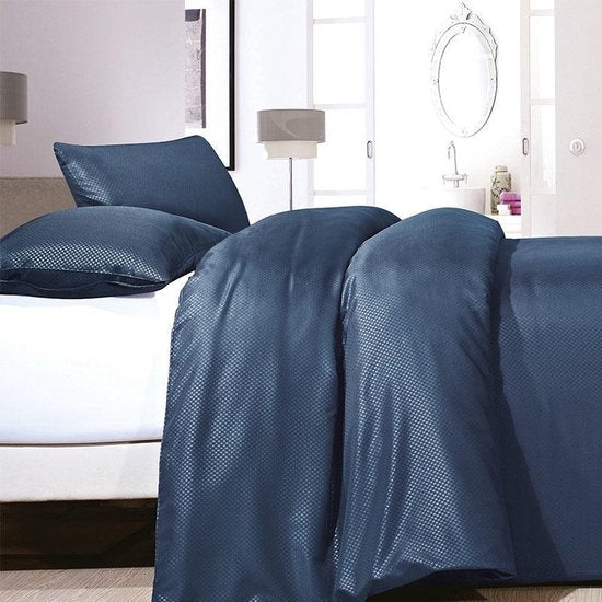 Zensation Satin Point - Housse de couette - Lit simple - 140 x 200/220 + 1 taie d'oreiller 60 x 70 - Bleu