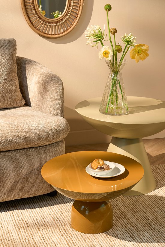 Mica Decorations Table d'appoint Celise - H44 x Ø59 cm - Métal - Beige